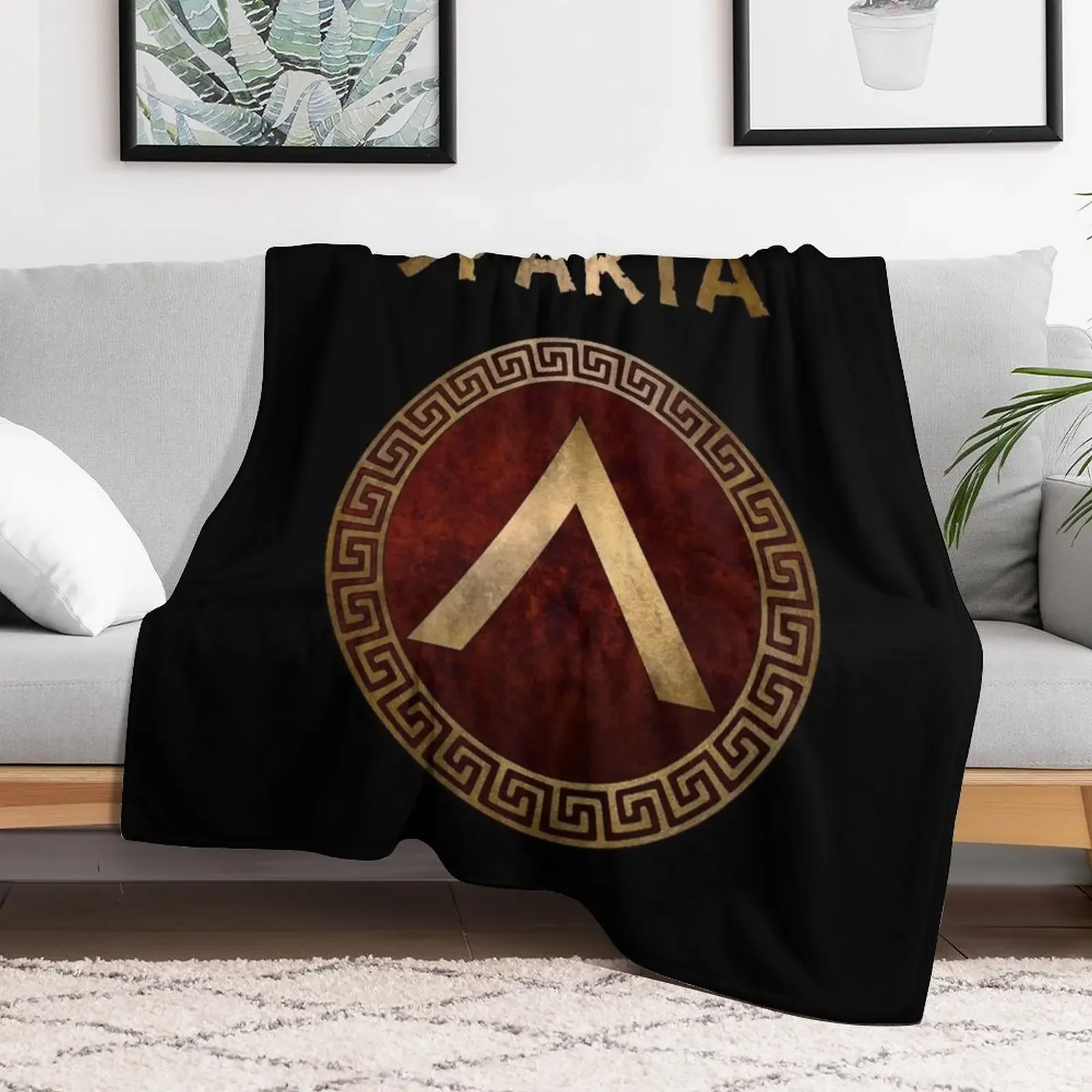 Spartan Shield Lacedaemonian Lambda Ancient Symbol of Sparta Throw Blanket bed plaid Flannels Blankets