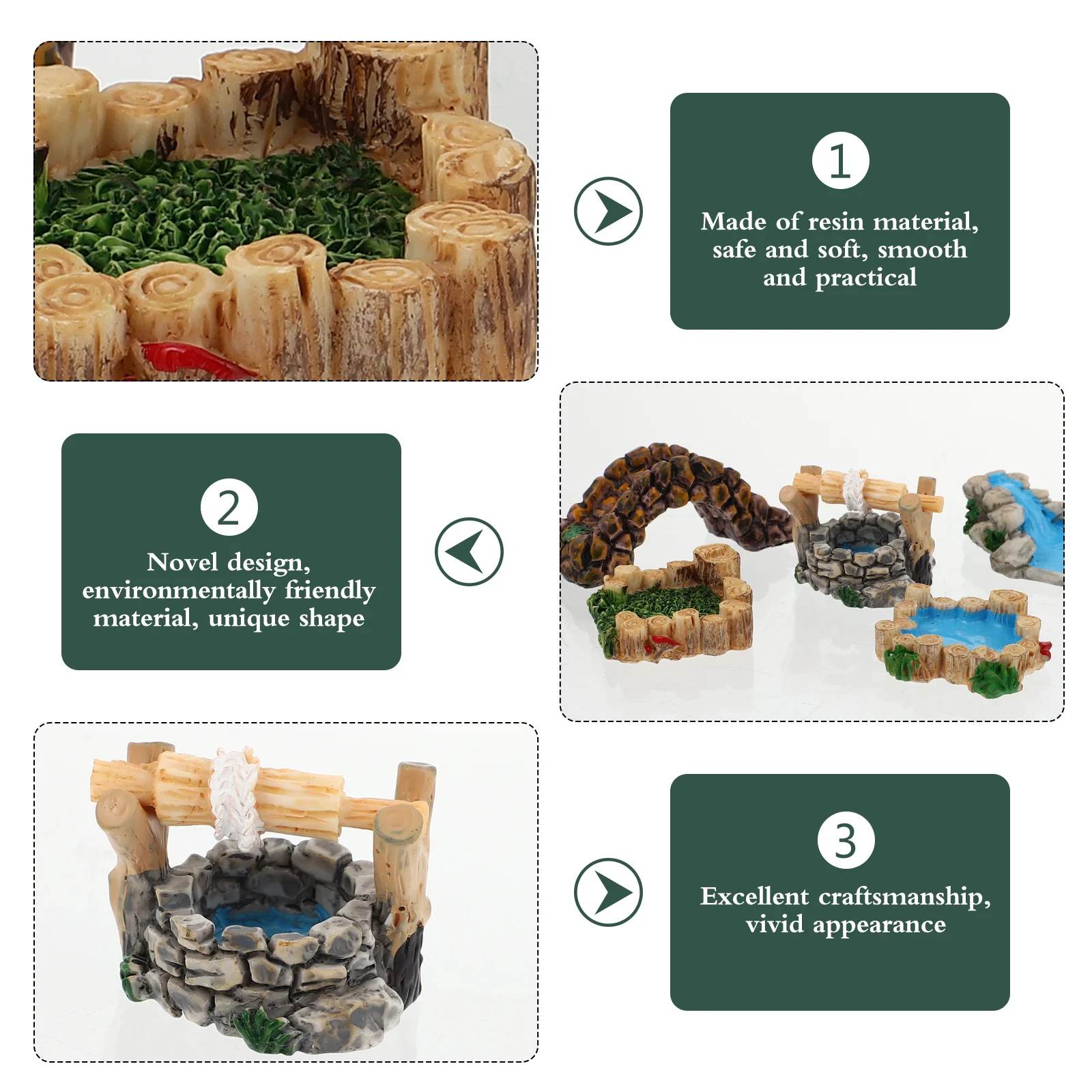 5pcs Retro Bridge Miniature Landscape Decor Set For Garden Grass Ornament Craft Diy Miniature Landscape Home Decoration Gift