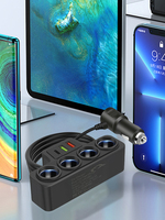 Car Cigarette Lighter Adapter QC3.0+PD 3.1A 3 USB Ports Fast Charger Plug 4-Socket Phone Power Adapter USB Phone Charger Adapter