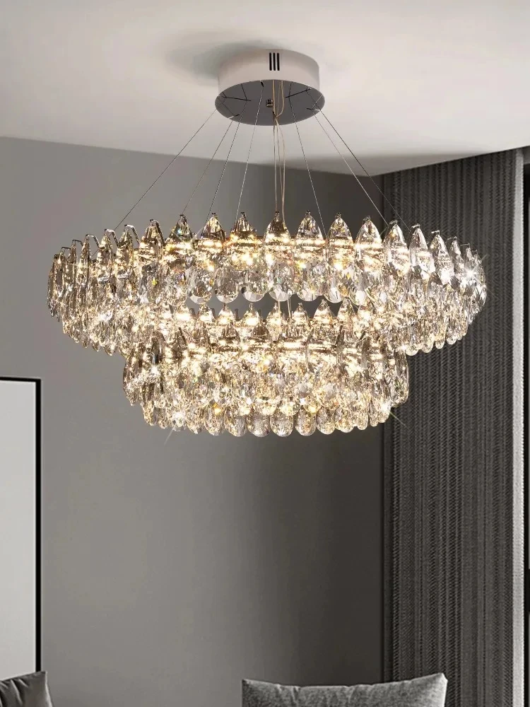 Modern LED Wreath Ceiling Chandeliers K9 Crystal Gorgeous Living Dining Room Pendant Lamp Home Decor Hanging Light Fixtures