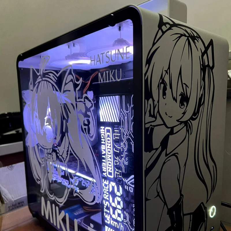 Anime PC pouzdro nálepky kreslený vodotěsný počítač hostie obtisk vyměnitelná ATX prostřední chapelle pouzdro hollowed vyndat nálepka