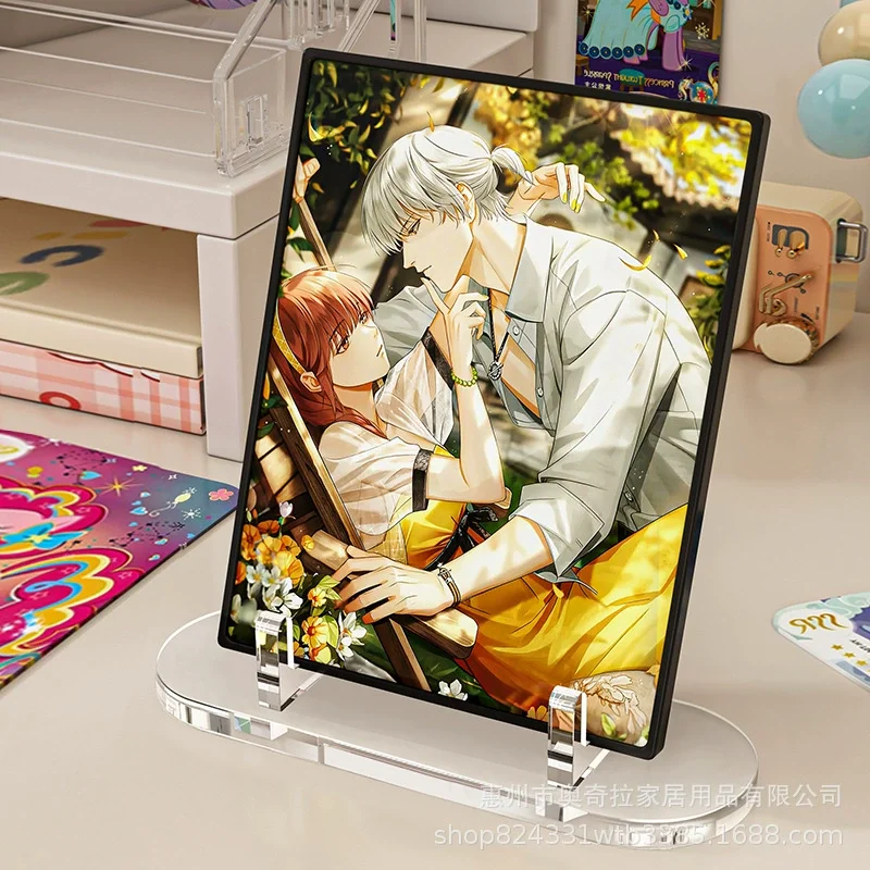 1Pc Simple HD Transparent Acrylic Badge Holder Japanese Anime Game Card Brick Photocard Postcard Display Stand Desk Decoration
