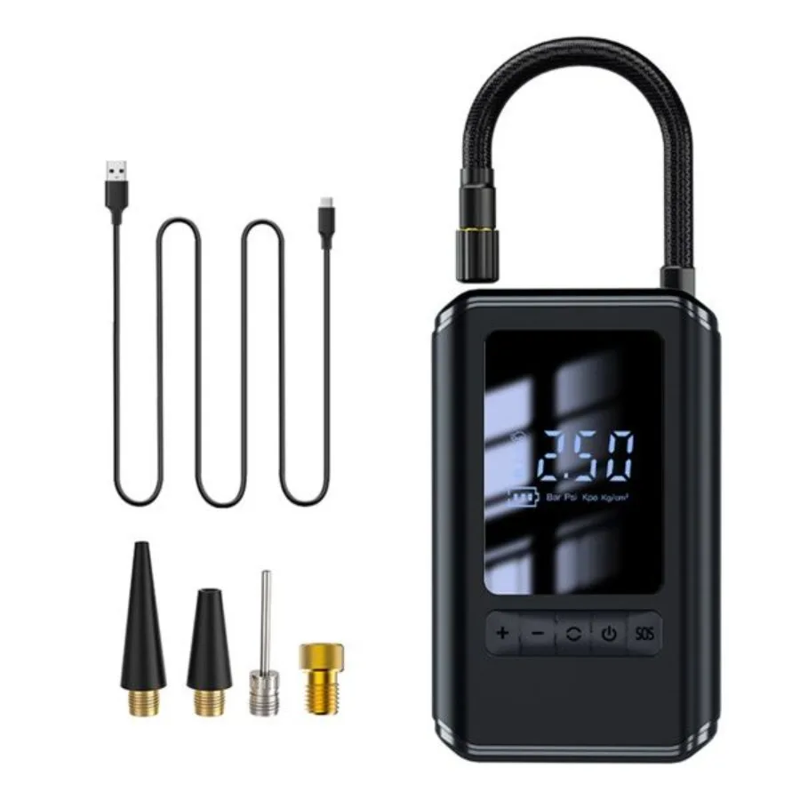 منفاخ إطارات صغير ضاغط هواء للسيارة LED شاشة ديجيتال ضاغط الهواء LED الإضاءة يمكن استخدامها كبنك طاقة: استخدم أ 4