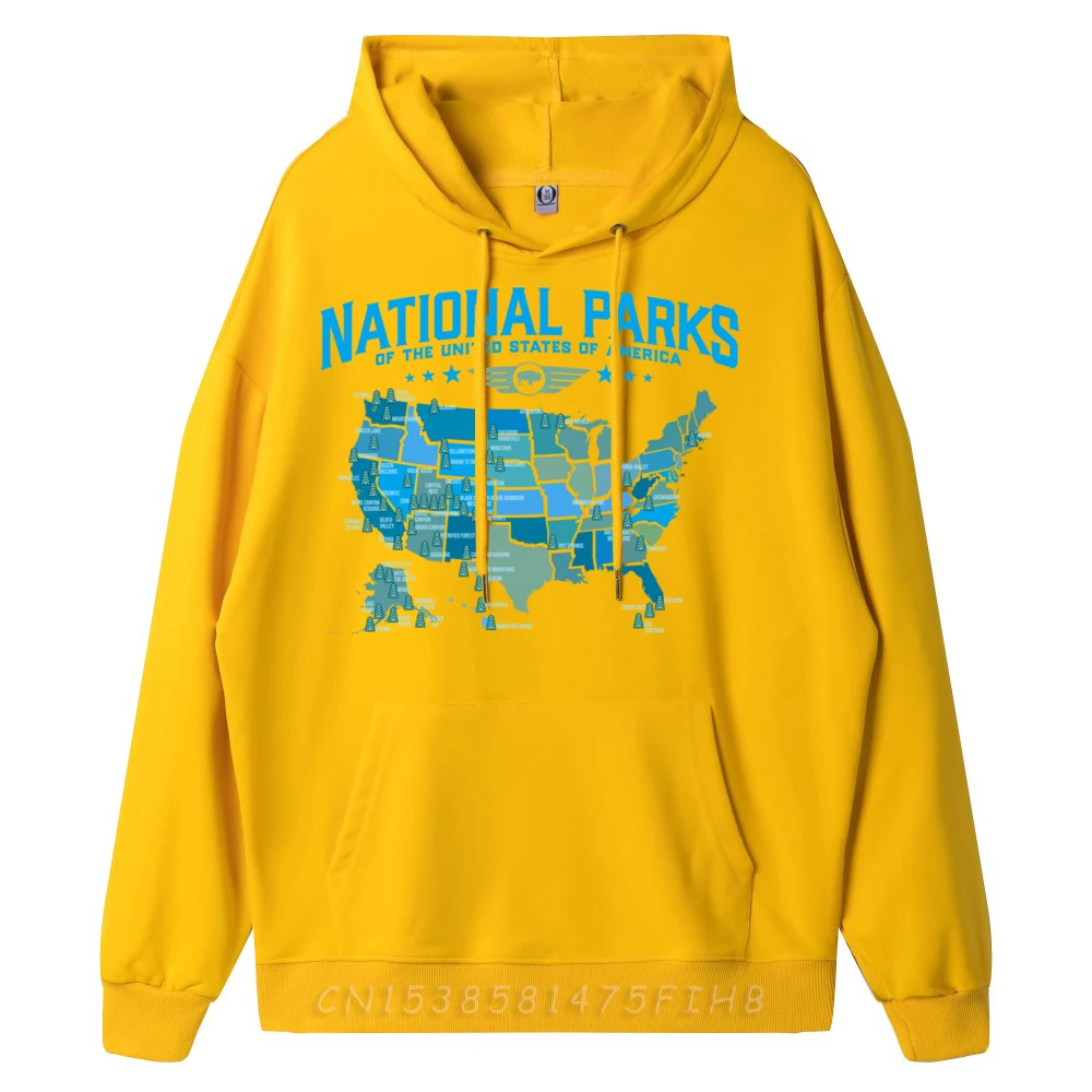 All US National Parks Map Normal Hoodies Long Sleeve Girlfriend Round Neck Letter Pullover Discount Sweatshirt