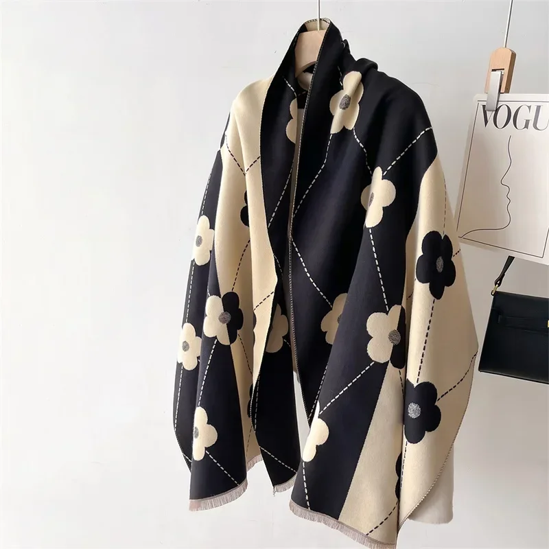 Luxury Winter Scarf Women Cashmere Warm Pashmina Brand Foulard Female Shawls Wraps Thick Soft Bufanda Poncho Scarves Stole 2024