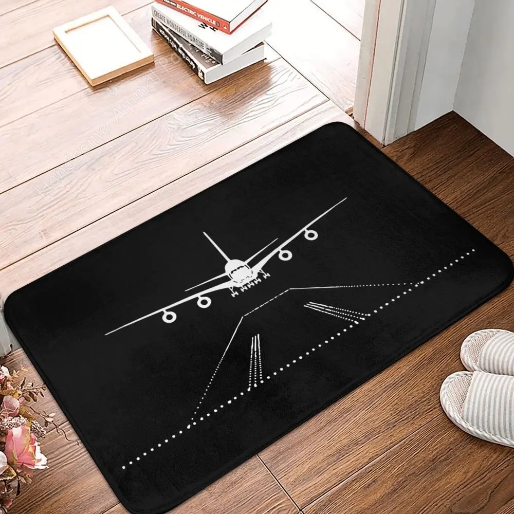 Aviation Alphabet Airplane Landing Carpet Flannel Rug Anti-Slip Pilot Absorbent Mat for Entrance Door Kitchen Bathtub Shower Mat