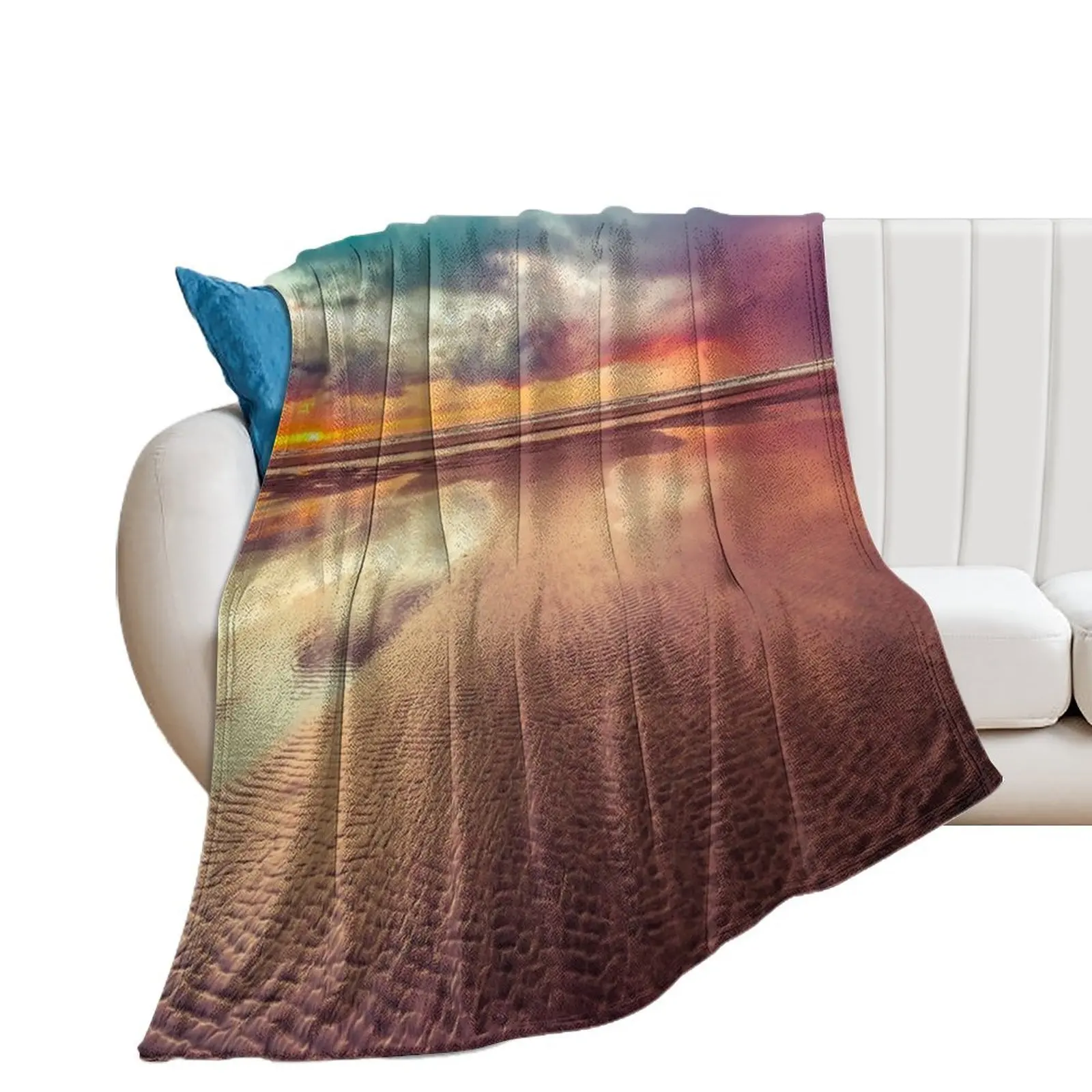 Ocean Sea Beach Water Clouds at Sunset - Hwy 101 Pacific Coast Highway Throw Blanket christmas decoration Thermal Hairy Blankets