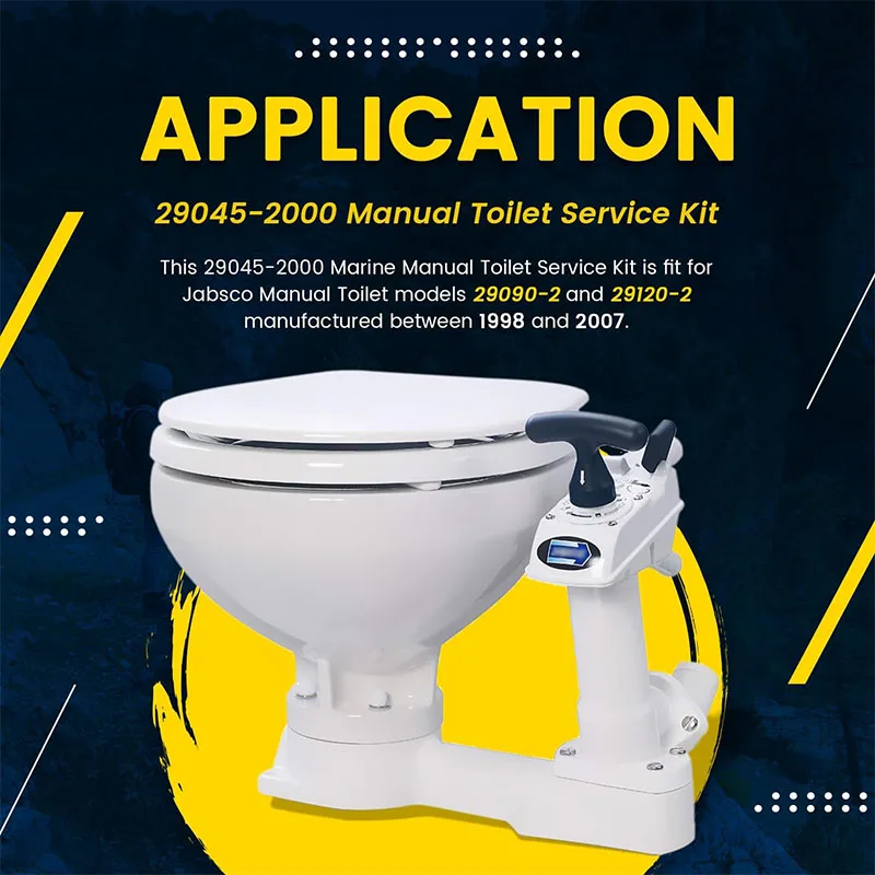 Kit de service de toilette manuel marin, remplacement pour Jabsco 29045-2000, adapté aux toilettes des séries 29090-2 et 29120-2 (1998 à 2007)