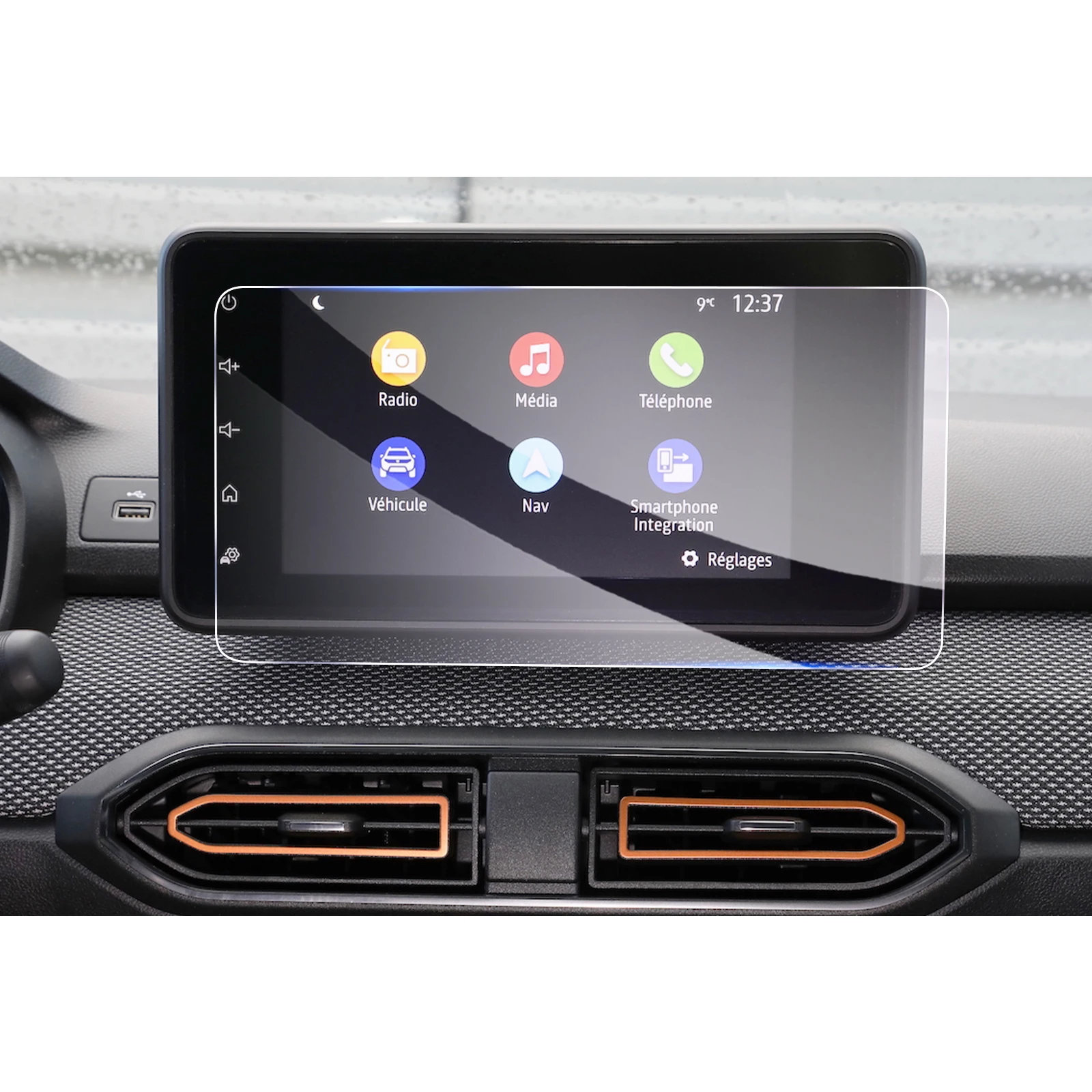 RUIYA dla Dacia Sandero 3/Dacia Sandero Stepway 2024 8-calowy ochraniacz ekranu nawigacji samochodowej Auto Dacia Sandero Stepway 2024 Akcesoria