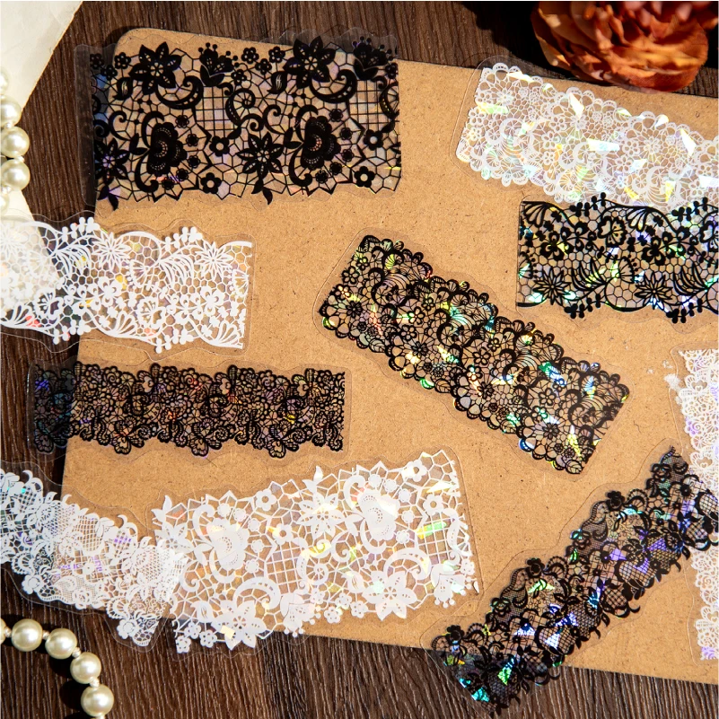 Yoofun 10pcs/lot Butterfly Frame Lace Stickers Cute Decor Collage Junk Journal DIY Scrapbooking Creative Craft Stickers