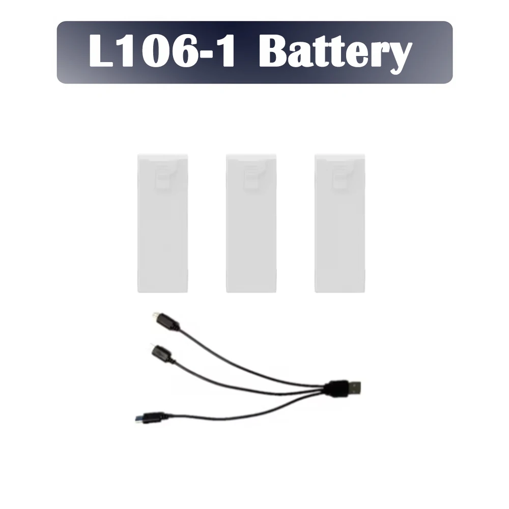 3PCS L106-1 Original Battery 3.7V 2000mAh with 1to3 USB Charger Line Spare Part Kit for LYZRC Drone L106-1 Battery Accessory