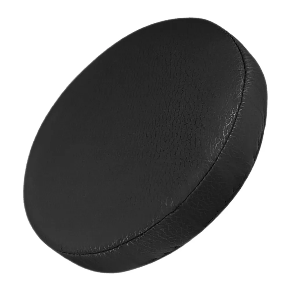 Black Round Stool Covers 33Cm Universal Fit Elastic Slipcovers for Bar Stools Kitchen Islands Dining Areas Washable PU