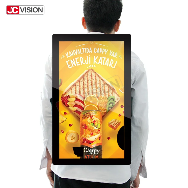 Android 21.5 Inch 27 Inch Touch LCD Screen Portable Advertising Human Walking Mobile Digital Backpack Billboard