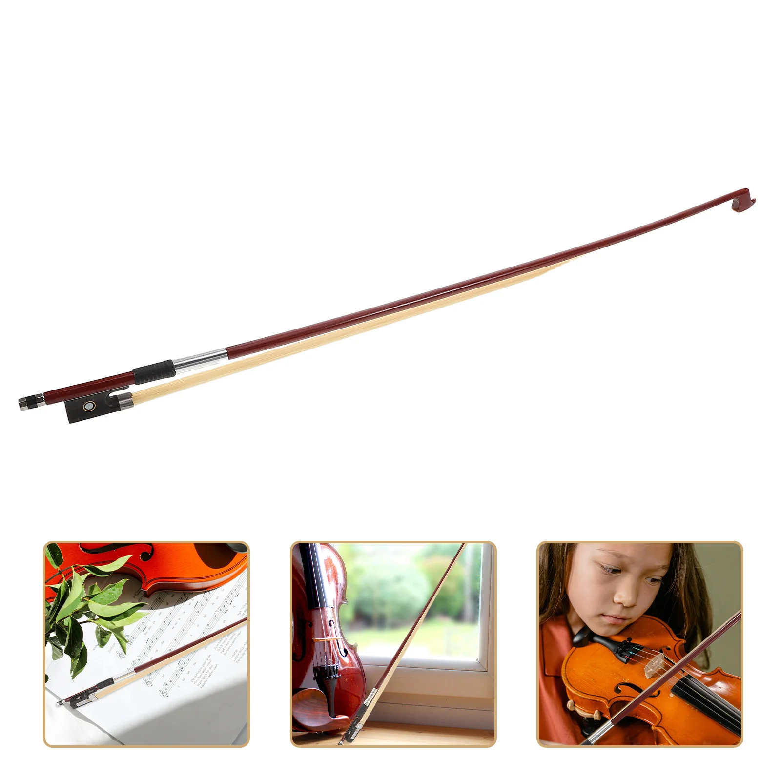 

Half Size Violin Bow Sandalwood Ebony Frog Double Parisian Eyes Straight Wood Hair Strong Tone Student Practice
