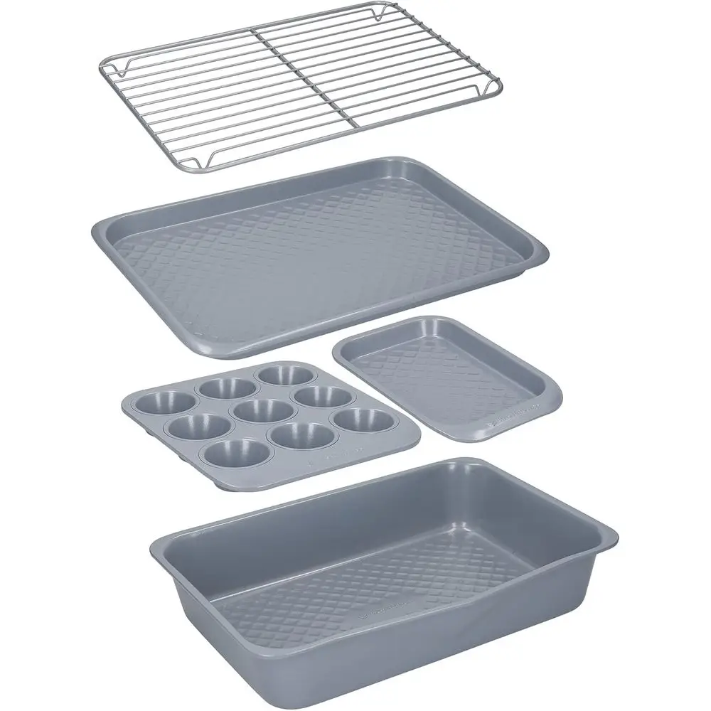 

5-Piece Grey Ceramic-Coated Carbon Steel Bakeware Set by MasterClass Smart Stackle