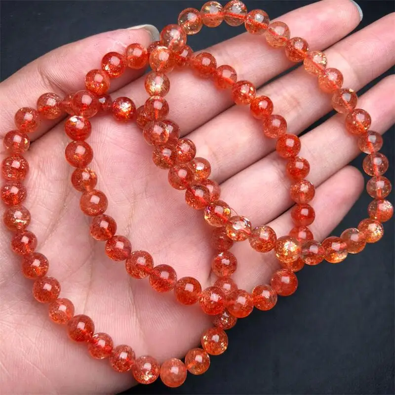 6.2MM Natural Gold Sunstone Bracelet Reiki Healing Fengshui Stone Fashion Jewelry For Women Holiday Gift 1PCS 14/16MM