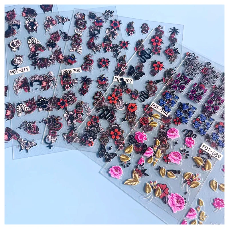 

1PCS Colorful Relief DIY Butterfly Nail Paste For Nail Decal Decoration Self-Adhesive Slider Accessories Sticker