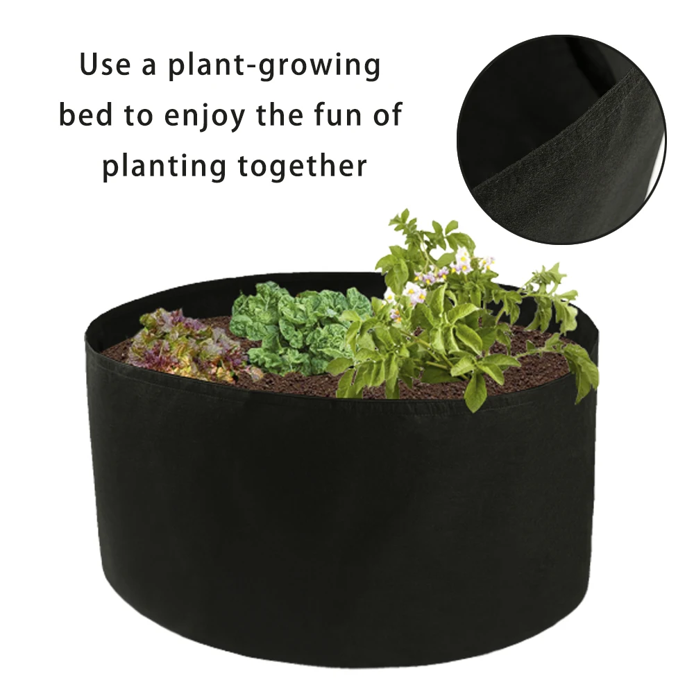 Outdoor Planting Pouch 1mm Thick Felt Grow Bag Breathable Outdoor Planting Pouch for Balcony Garden Black Vegetable Growing Bag