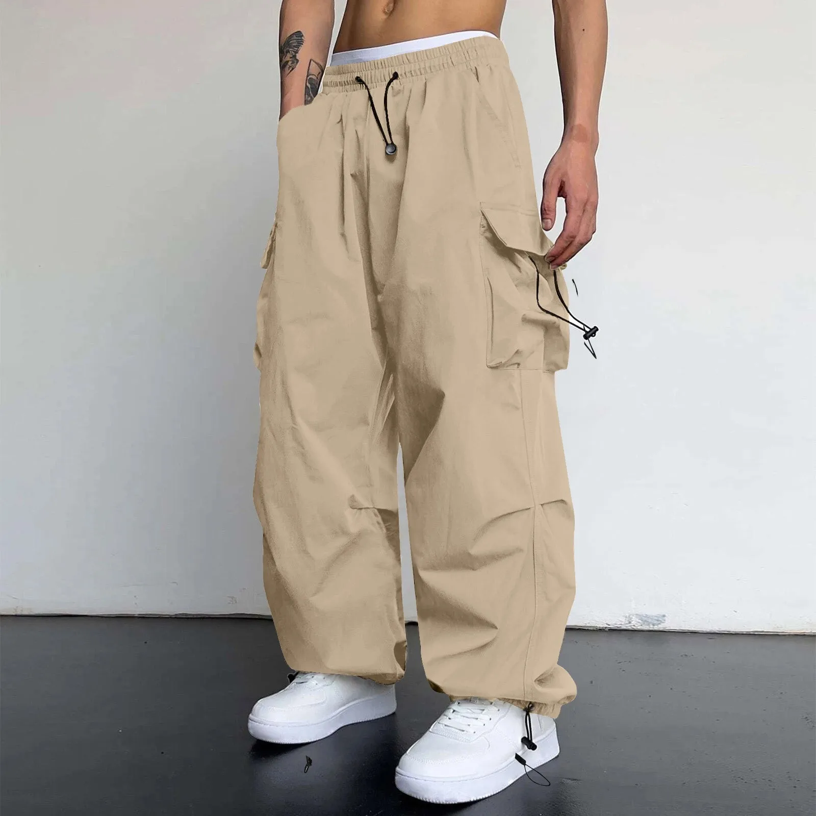 

Men'S Workwear Sweatpants Solid Color Casual Parachute High Waist Jogging Pants Men'S Cargo Pant For Men Casual Wear