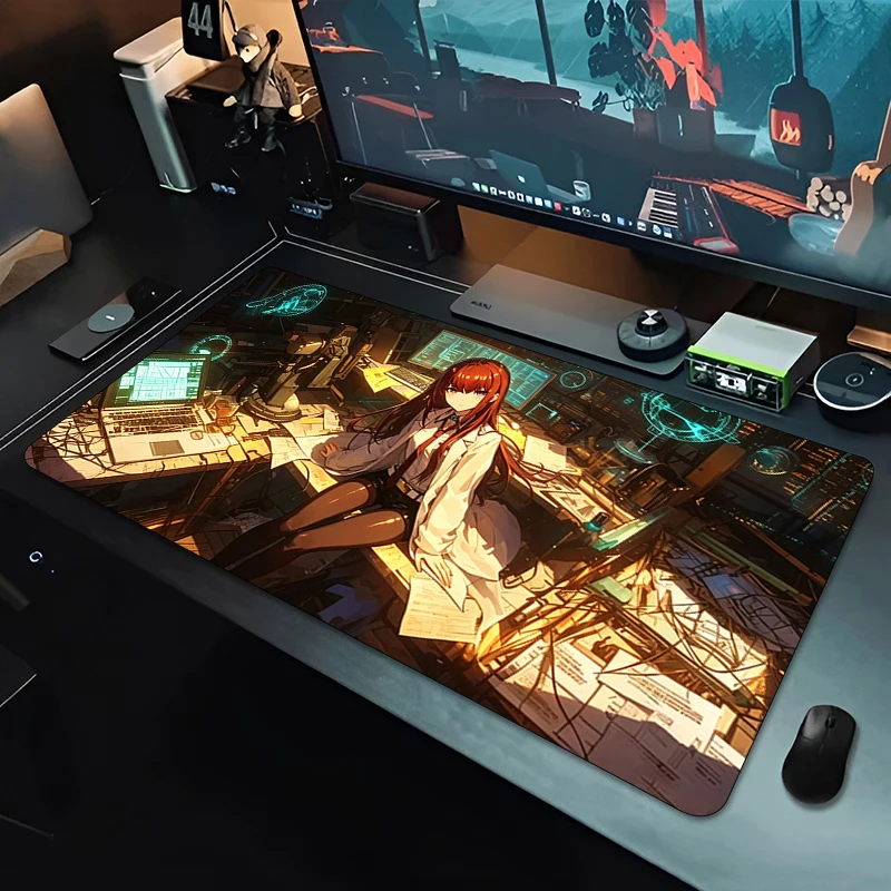 Mouse Pad Steins Gate Large Gaming Desk Mat Cool Anime Keyboard Pad Gamer Cabinet PC Accessories Rubber Carpet Computer Mousepad