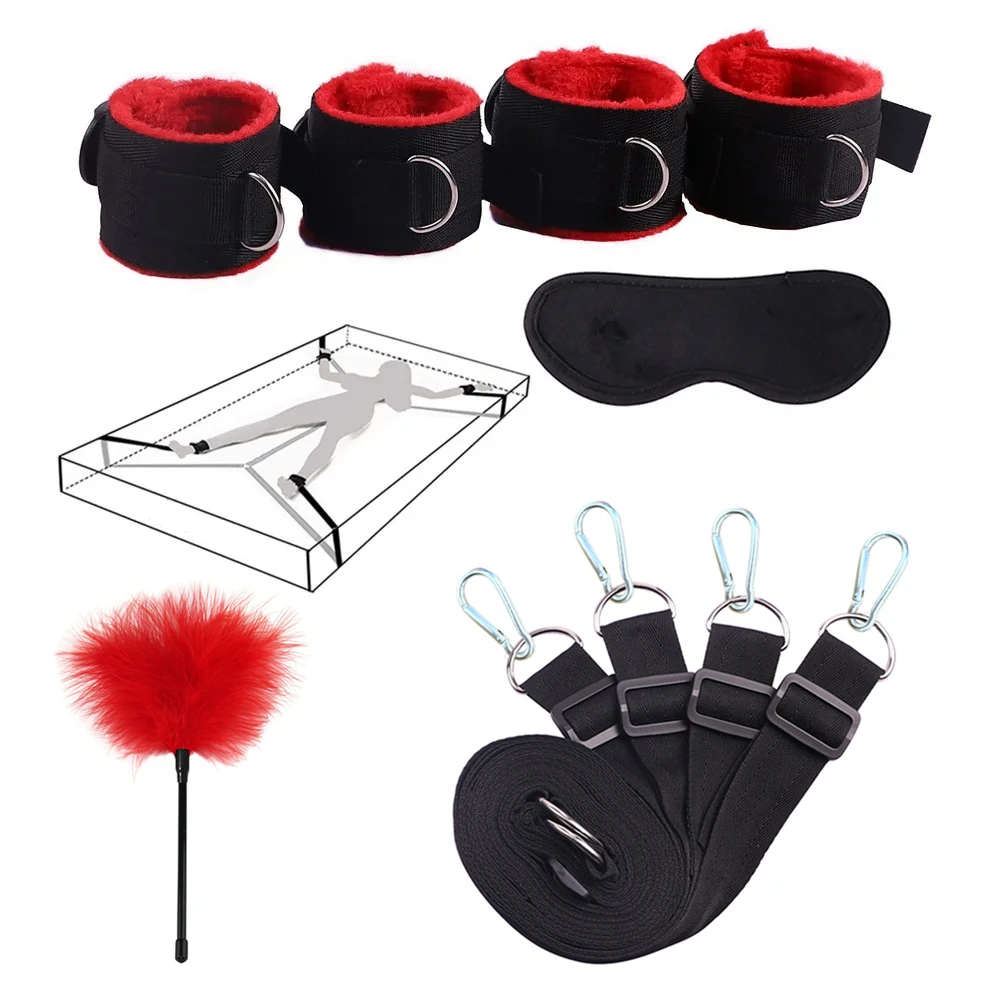 Sex Toys For Woman Men BDSM Bondage Set Under Mattress Erotic Restraint Handcuffs Ankle Cuffs Eye Mask Adults Games for Couples