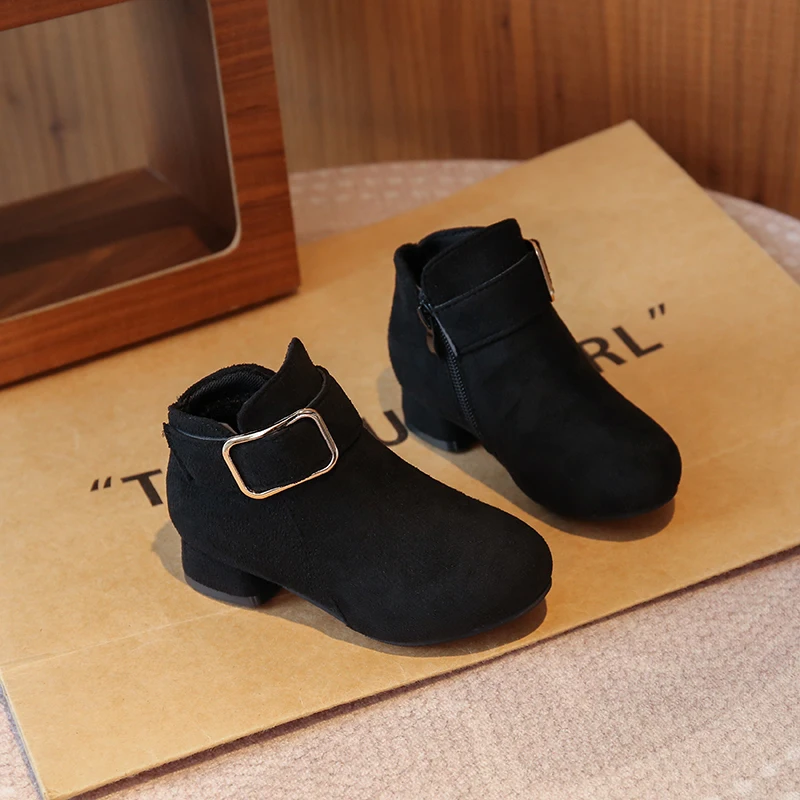Girls Fleece Lined Ankle Boots Winter 2026 Princess Soft plush lining Booties kid's Kitten Heel Warm Dress Boots for Big Kids