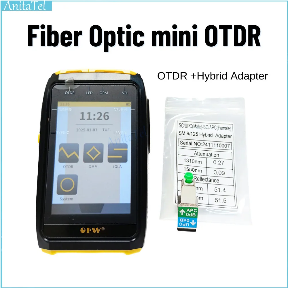 Mini OTDR Active Live Test 1550Nm 20Db Optical Reflectometer Touch Screen OPM VFL OLS Iola Event Map Fiber Tester