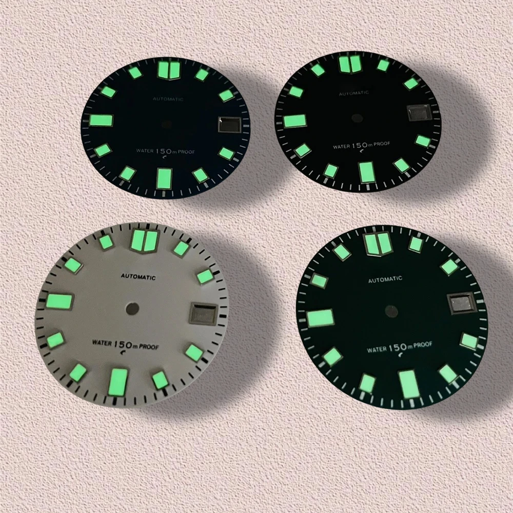 28.5mm S Logo Matte Dial Fit NH35/NH36/4R/7S Japanese Movement Green Luminous Diving High-Quality Watch Modification Accessories