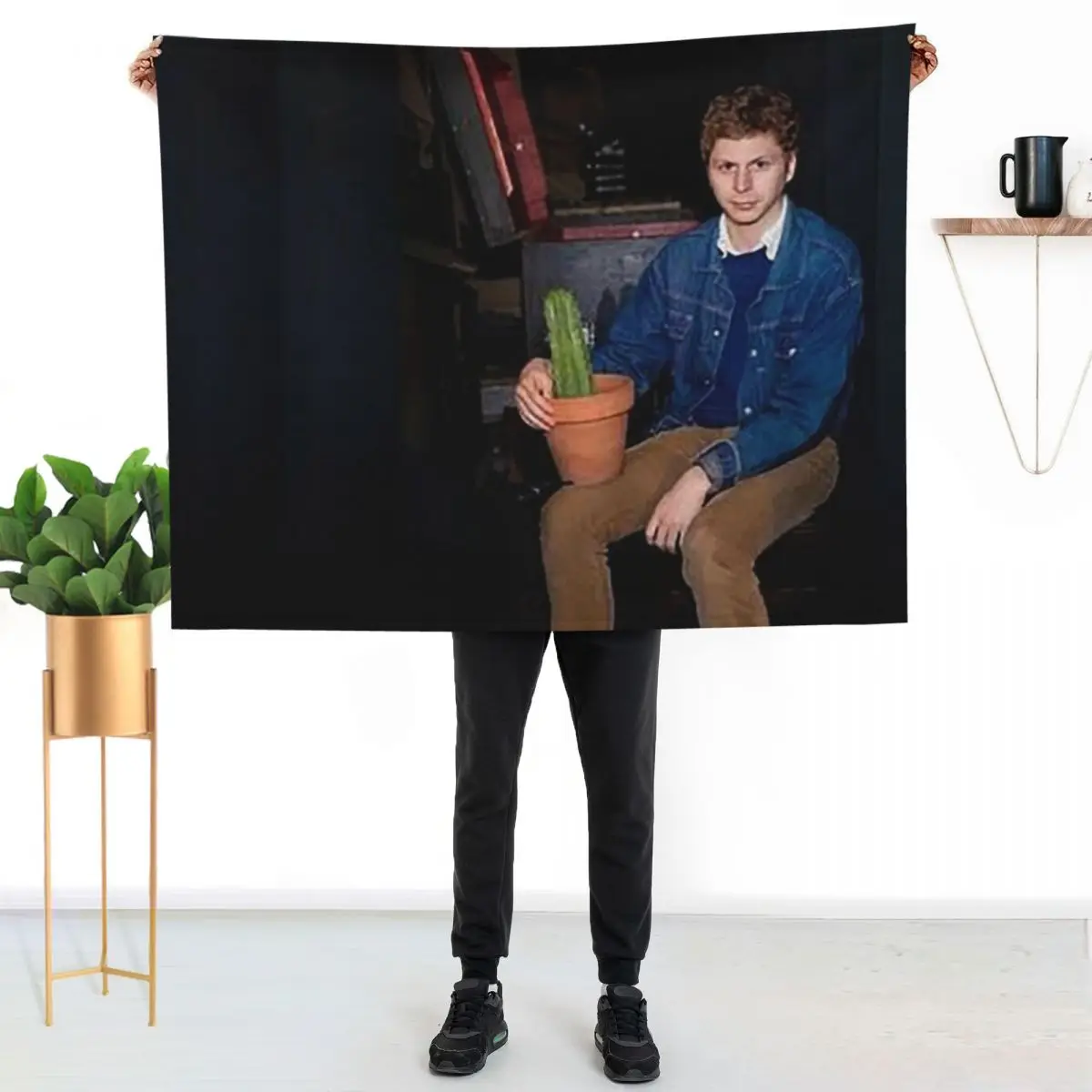 

Michael Cera With a Cactus Throw Blanket Warm Cozy Throw Blanket for Living Room Couch