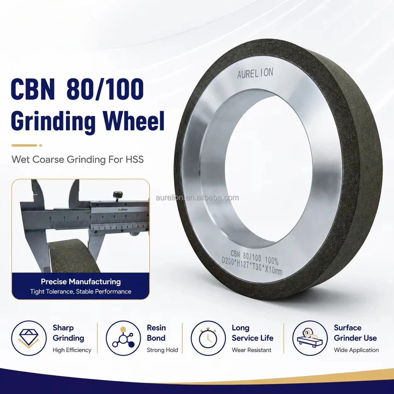 Industrial CBN Grinding Wheel 1A1 Resin Bond Abrasive for High Speed Steel HSS Surface Grinder Wet Coarse Precision Tool