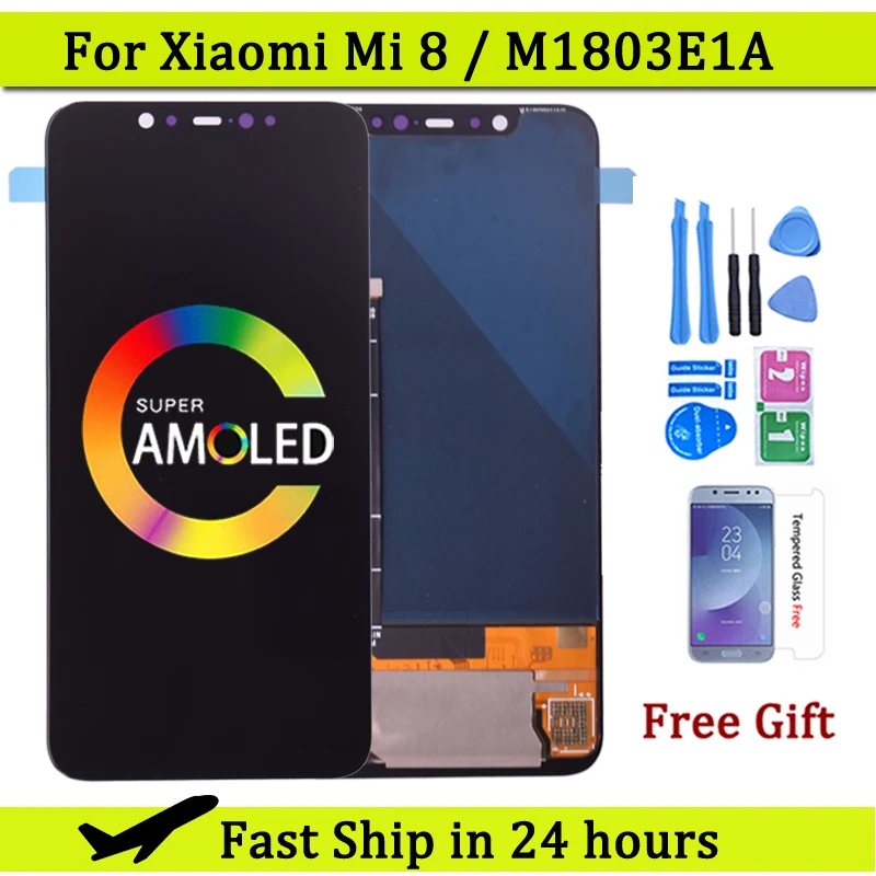 Super Amoled Display For Xiaomi Mi 8 LCD Display Touch Screen Replacement For MI8 Mi 8 Global M1803E1A