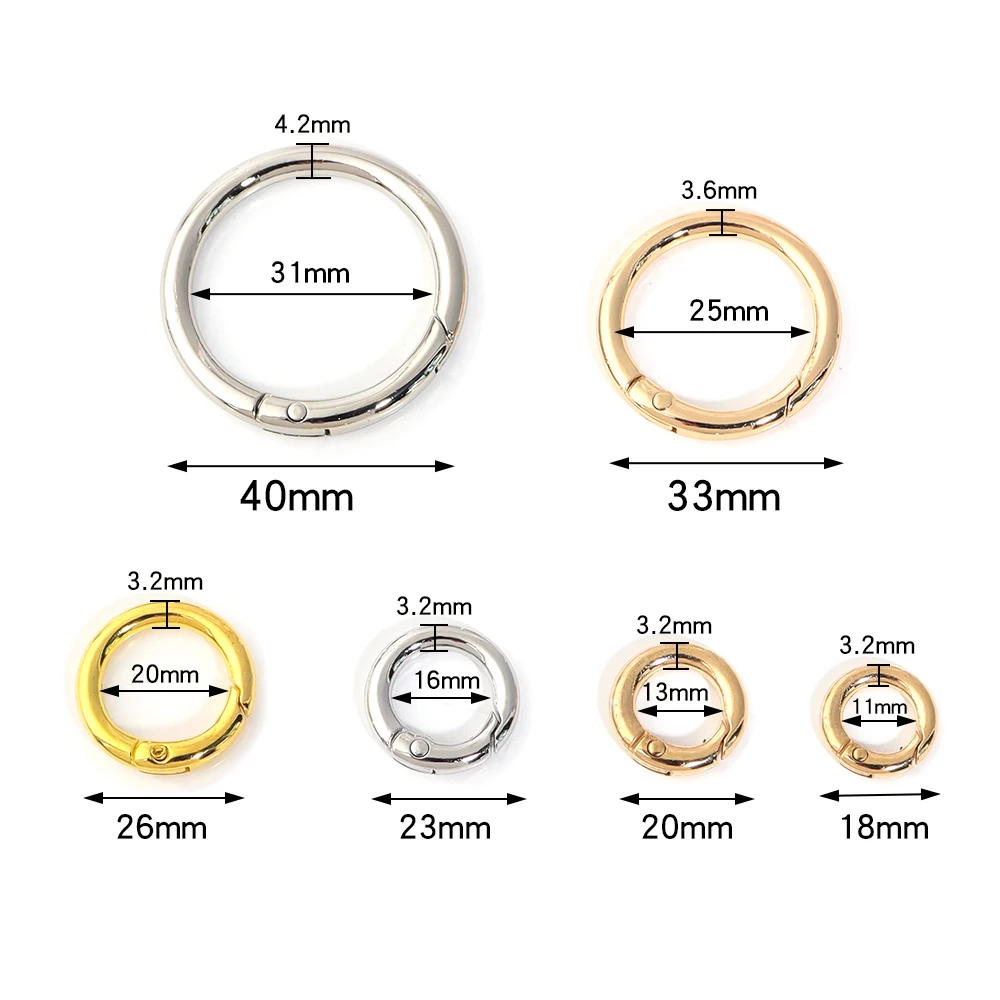 5-10Pcs/Lot Keyring Spring Buckles Metal O Ring DIY Jewelry Openable Round Carabiner Keychain Clasp Bag Clips Snap Hook