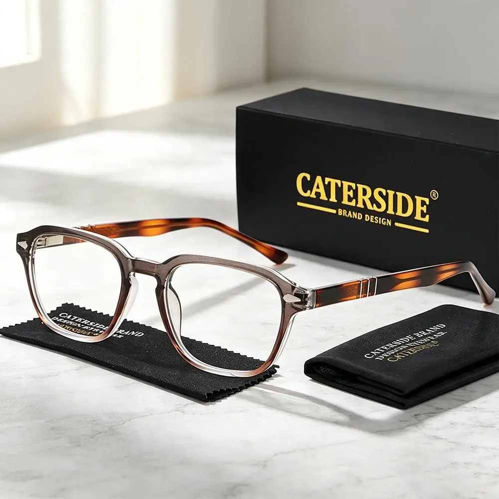 CATERSIDE Klassisches modisches Brillengestell für Herren, hochwertiges PC-Quadrat-Brillengestell, Damen-Outdoor-Business-Dekorationsbrille – Detail 2