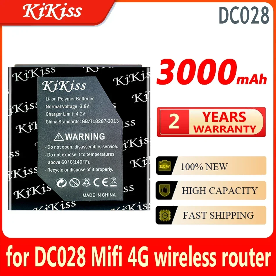 KiKiss Battery for DC028 DC012 Mifi 4G wireless router , 3000mAh/3600mAh , High Capacity