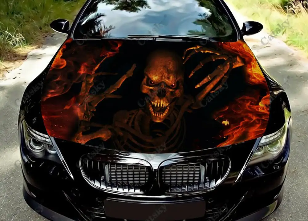 Skull frame Car Hood Wrap Color Vinyl Sticker Decal Truck Graphic Bonnet adesivi personalizzati per la decorazione dell'auto