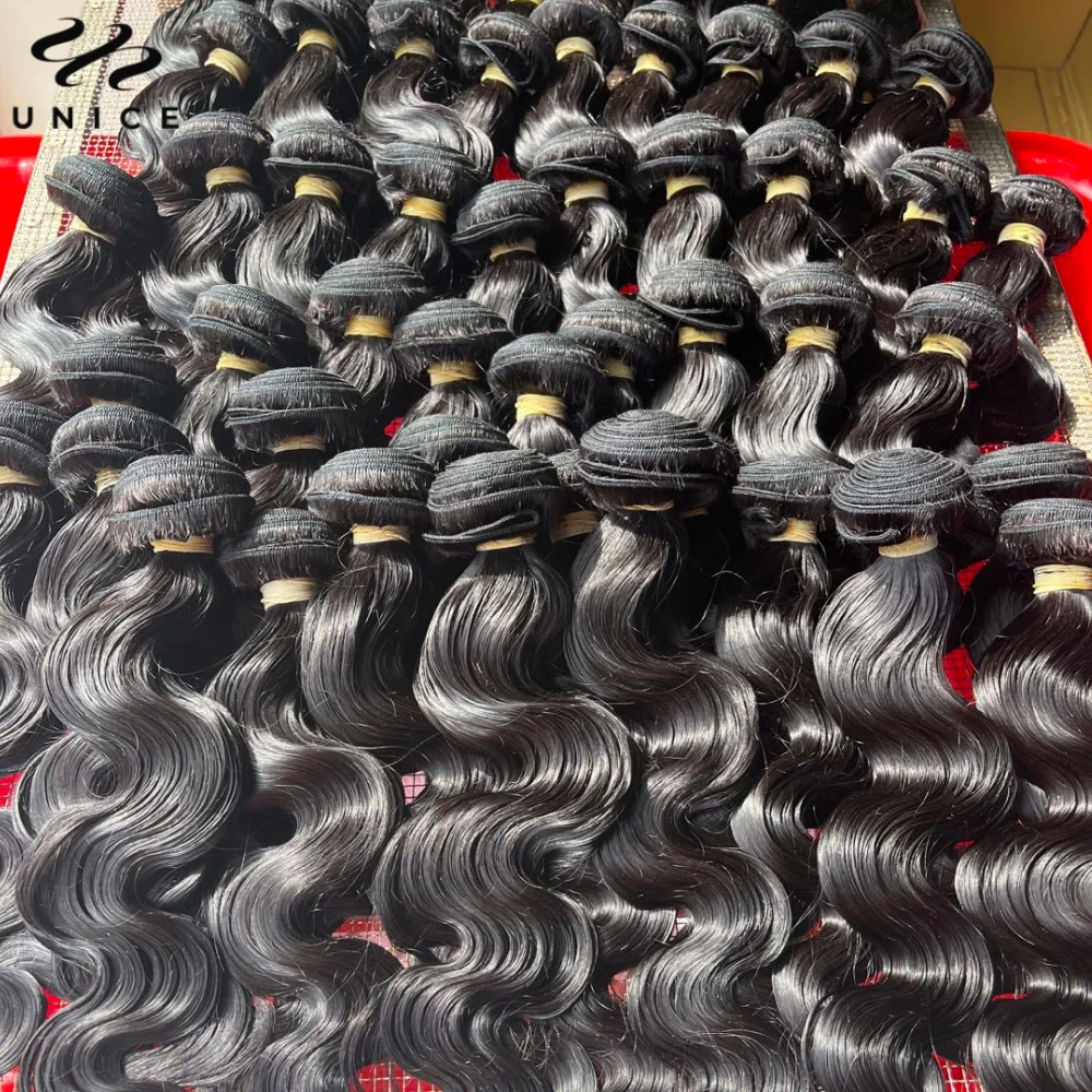 Unice Hair 12A Natural Color Body Wave Human Hair Bundles Wholesale 30PCS/40PCS Lot