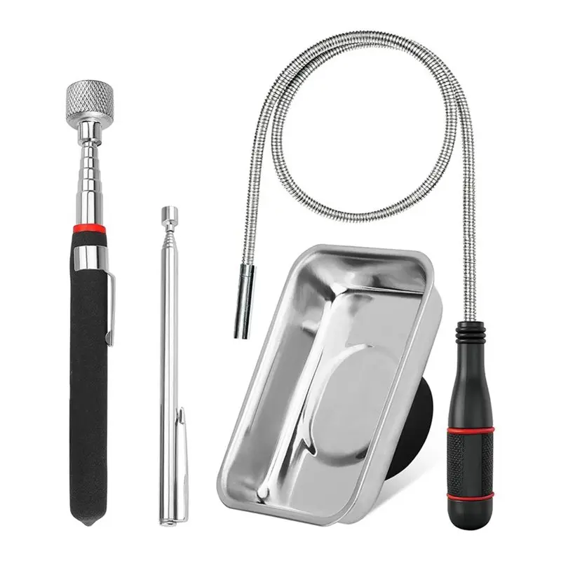 AB66-4-Piece Telescoping Magnetic Pickup Tools Set: 31In Portable Magnetic Pickup Stick, 25In Pen-Style Magnetic Pickup Tool