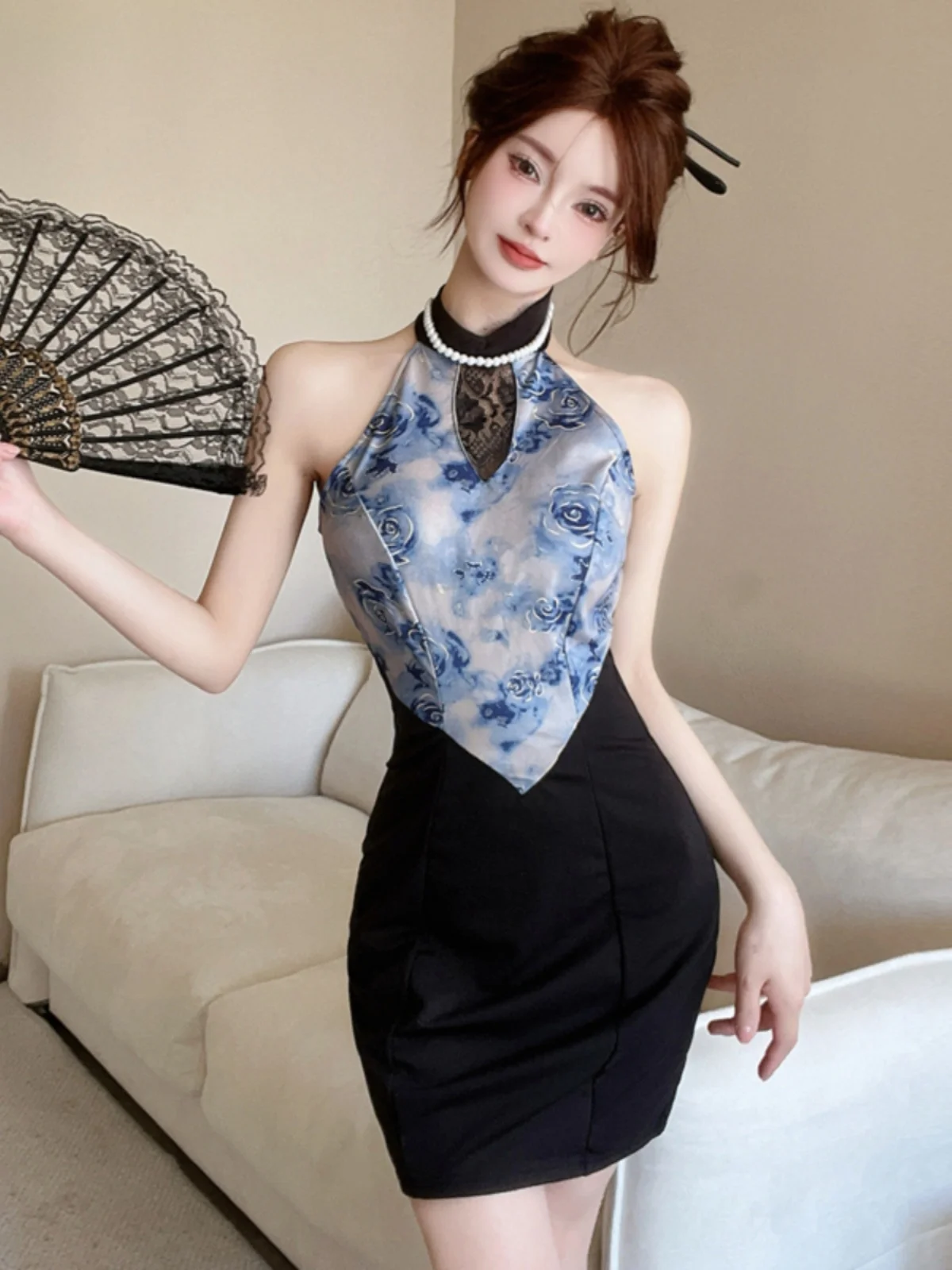 

Gege Home Sweet New Chinese Sle Floral Pattern Hollow out Color Blo Ne Hanging Bodycon Dr Retro Sle Дышащая сумка...