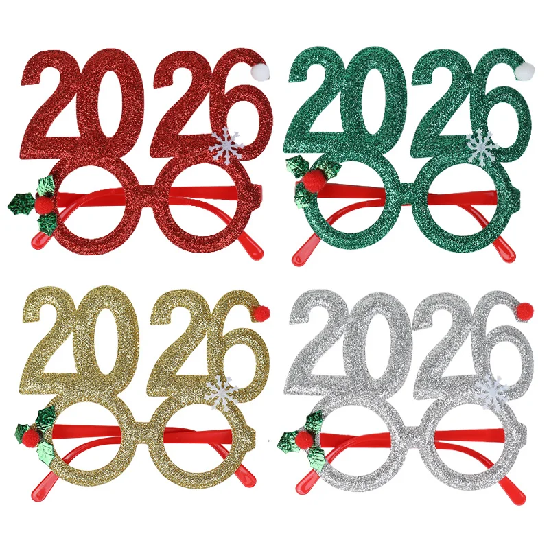 2026 Lustiges digitales Brillengestell für Weihnachten, Silvester, Party, Dekoration, Lieferungen, kreative Fotokabinen-Requisite, Geschenk für Kinder
