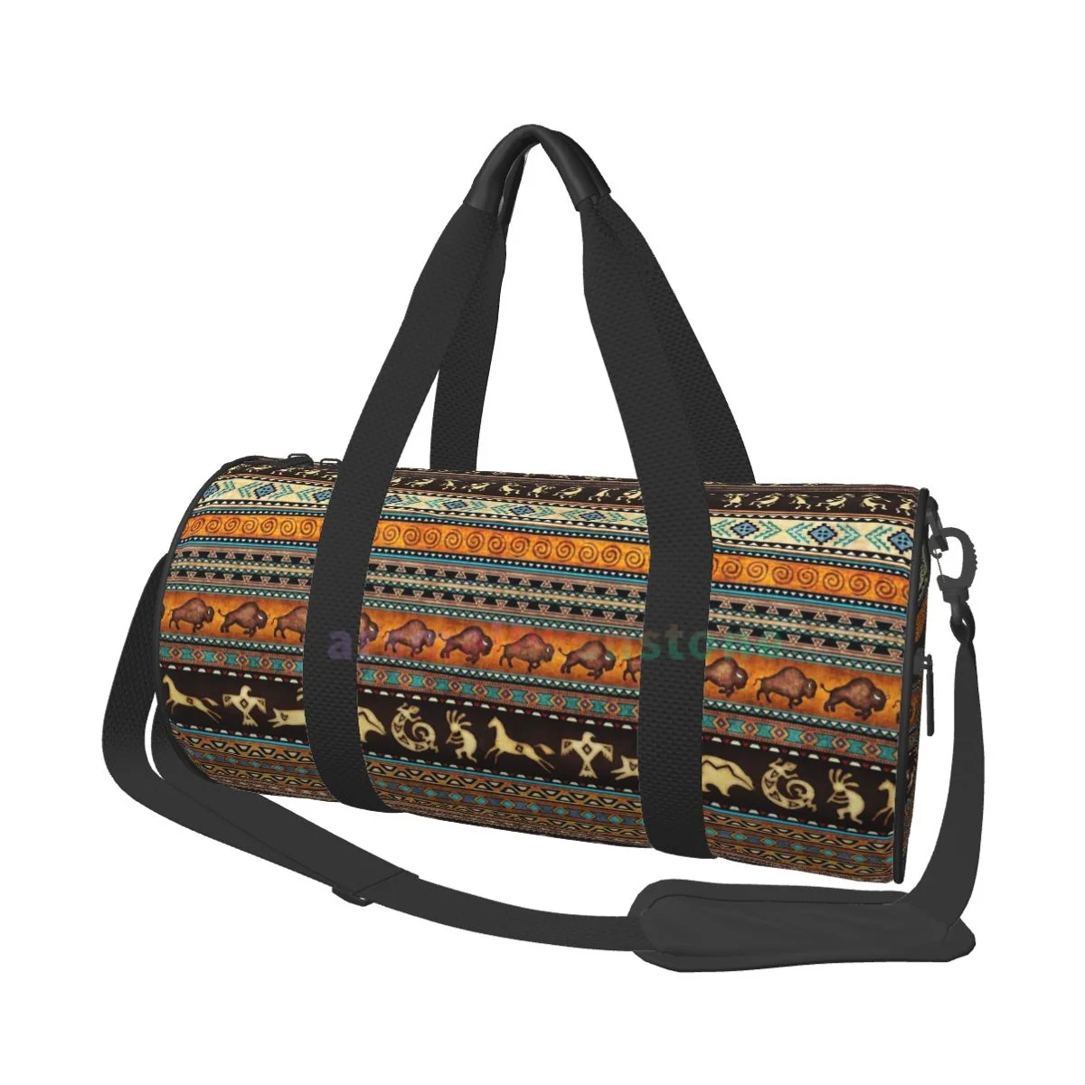 Vintage Boho Ethnic Pattern Yoga Bag Workout Durable Backpack Handbags Round Outdoor Fitness Bags Travel Duffle Bag