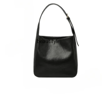 

Top Layer Cowhide Tote Large Capacity Leisure Commute Shoulder Underarm Leather Women's Bag