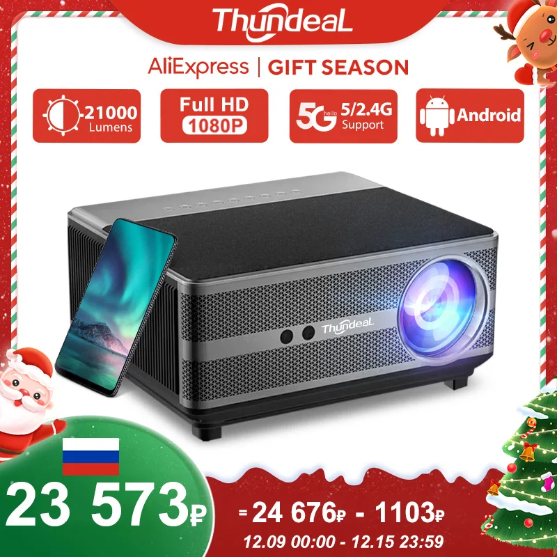 ThundeaL Full HD 1080P Projector TD98 WiFi LED 2K 4K Video Movie Beam TD98W Android Projector PK DLP Home Theater Cinema Beamer