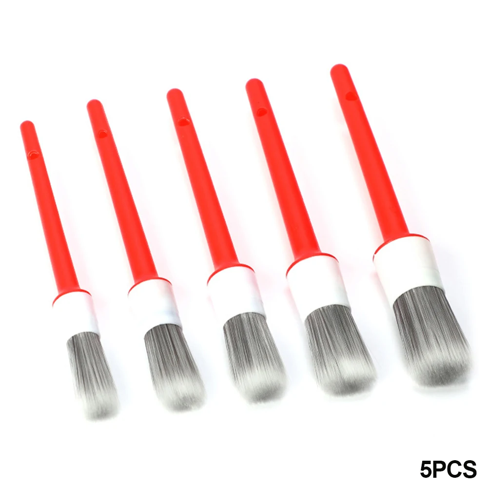 5pcs Car Exterior Interior Detail Brush Boar Hair Bristle Brushes for Car Cleaning Auto Detail Tools Dashboard Cleaning Brush