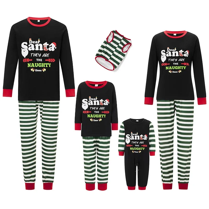 hirigin Christmas Family Matching Pajamas Sets Christmas PJ's Letter Print Top and Plaid Pants Jammies Xmas Sleepwear