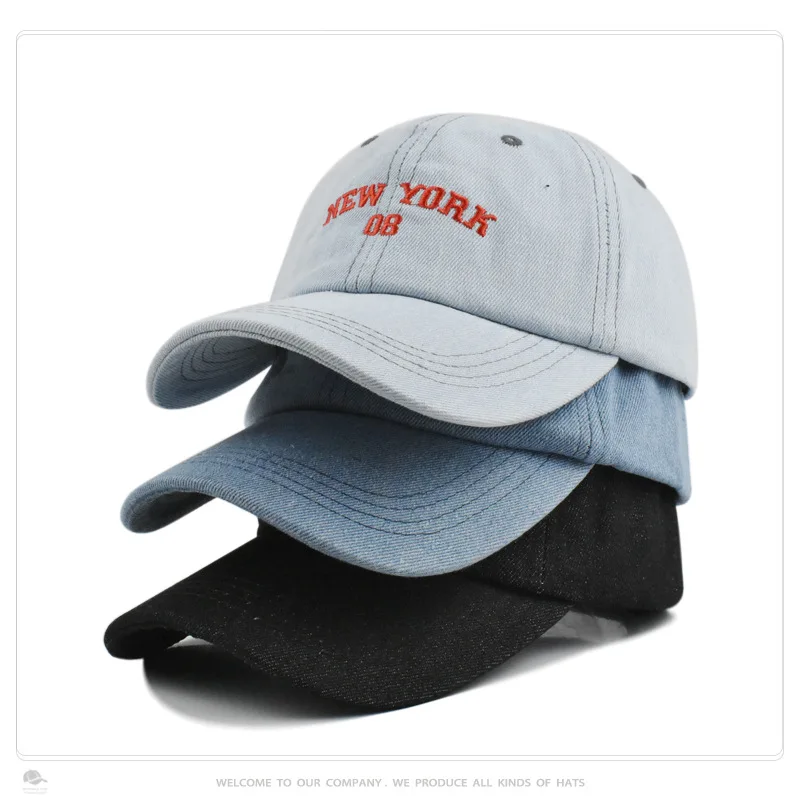 Doitbest Denim Fabric Baseball Cap Hats For Women Men Classic Dad Mom Hat Embroidered NEWYORK Outdoor Couple Caps Snapback