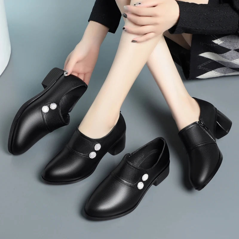 AIYUQI Women Dress Shoes 2025 New Autumn Business Formal Wear Large Size Women Mid Heel Shoes Non-slip Office Shoes Women