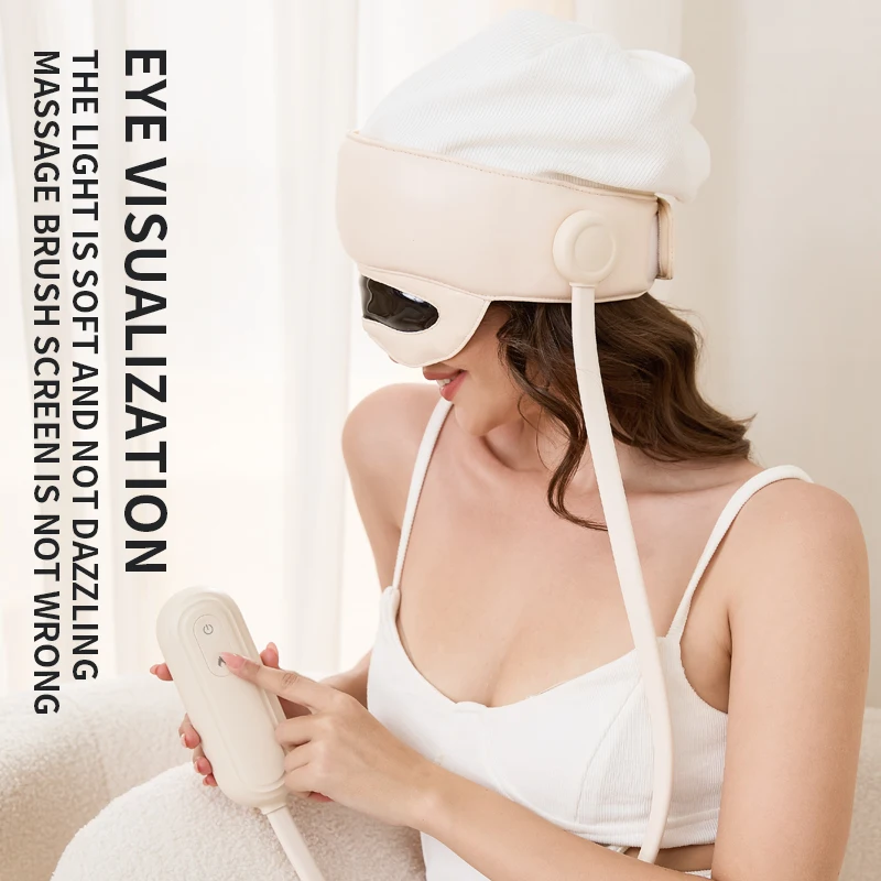 

Electric Smart Head Massager 3D Vibration Roller Heated Cotton Eye Massager with Anxiety Sleep Aids Device