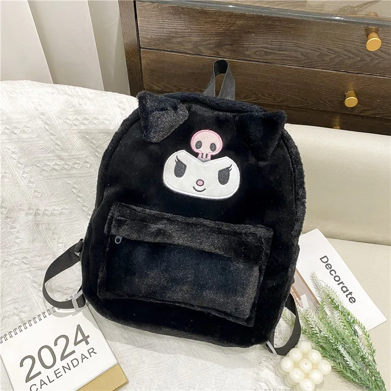 NEW Sanrio Plush Backpack Kuromi Y2K Hello Kitty Schoolbag Pompom Purin BAG Travel Makeup Storage Girl Kawaii Gift