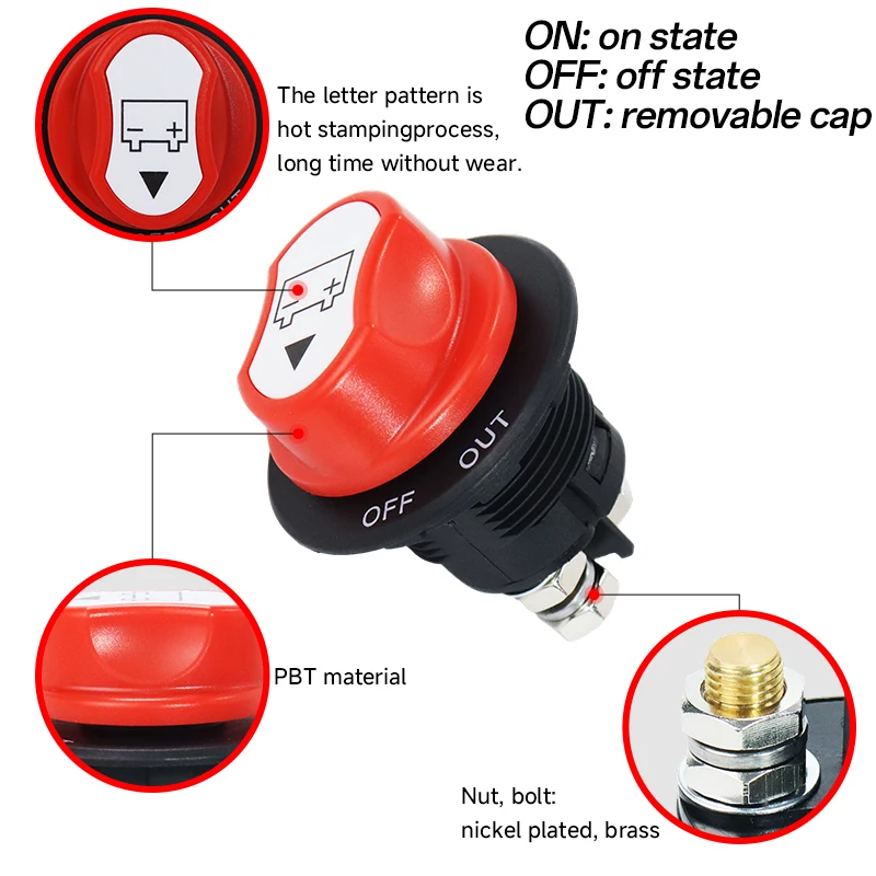 50A 100A 200A 300A DC32V 자동차 배터리 차단 스위치 절연 스위치 12V 24V RV 오토바이 트럭 자동차 보트용