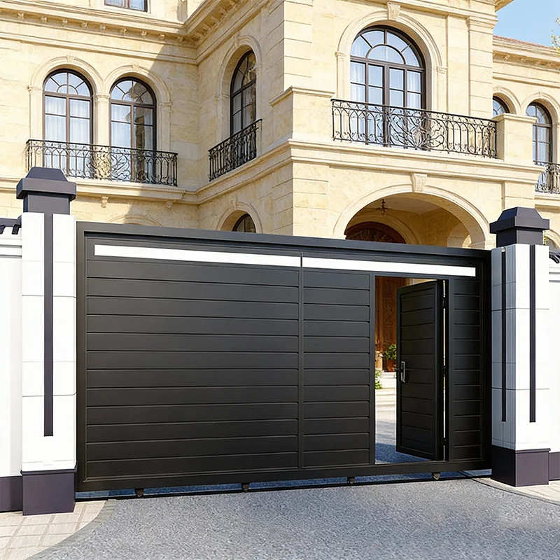 

New Style Aluminum Factory Decorative Silding Aluminum House Gate Louvered Design Entrance Gate